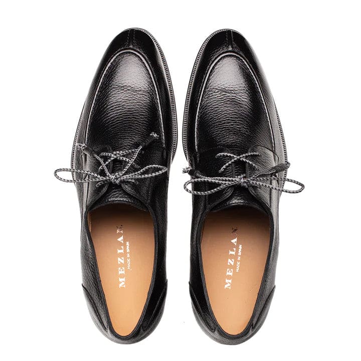 Men's Fratello Black Split-Toe Deerskin Lace-Up Shoes by Mezlan – Luxury Dress Footwear, Made in Spain