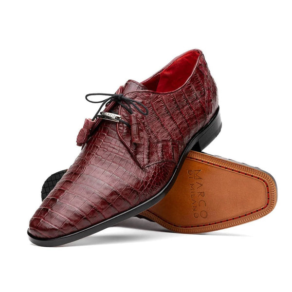 Marco Di Milano Lacio Men's Shoes Wine Exotic Crocodile Derby Oxfords