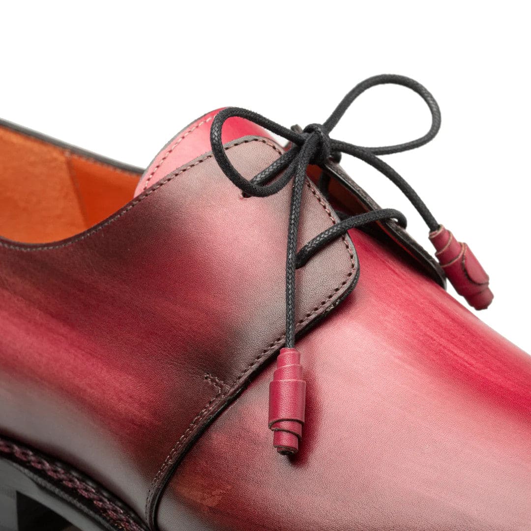 Men's Principe Burgundy/Red Patina Leather Derby Shoes by Mezlan – Handcrafted Luxury, Made in Spain