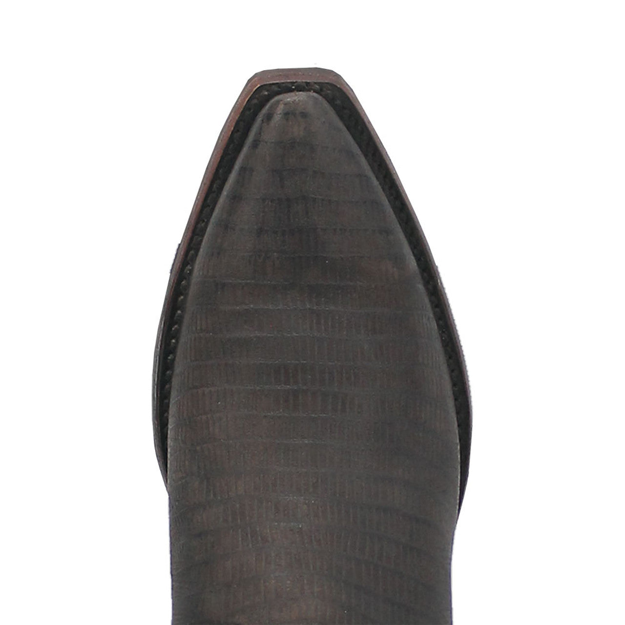 Dingo Duke Black Snip Western Boots: Black leather, pointed toe, snip design. Textured, glossy upper. Structured silhouette with smooth seam detail.
