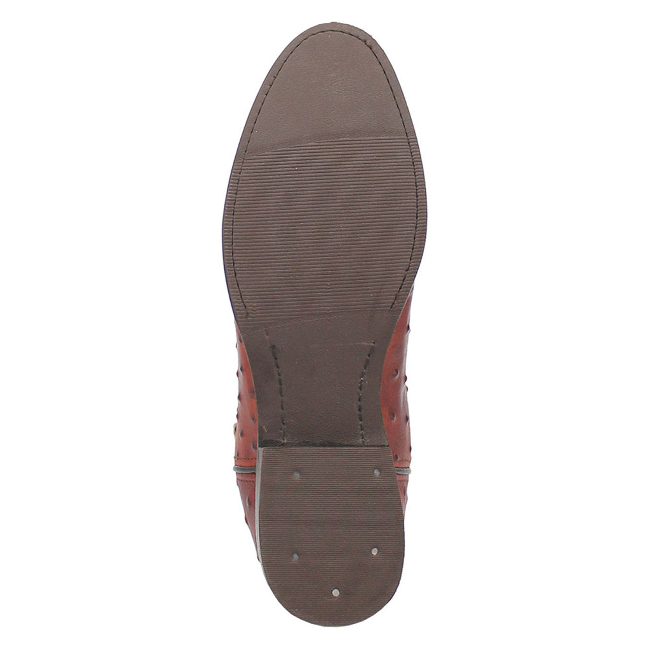 Brown leather boots with lizard print. Smooth upper with textured pattern. Darker soles with horizontal grooves for grip.
