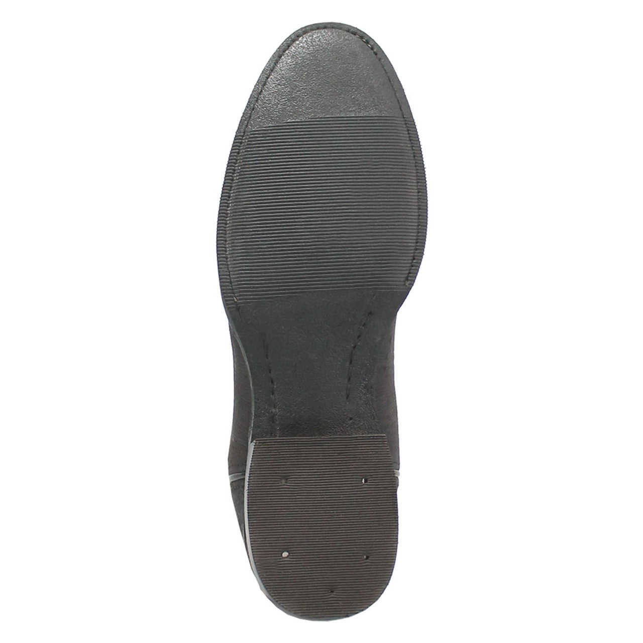Black lizard-print leather boots with pointed toe & textured surface. Flat sole with horizontal ribbing for traction.
