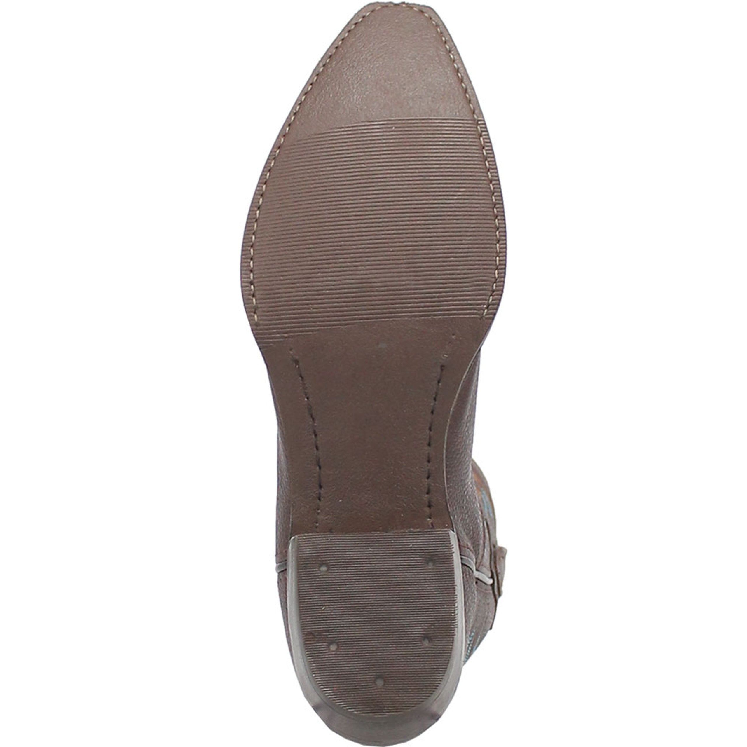 Dingo Gold Rush boots: Brown leather, snip toe, western style. Pointed toe, textured outsole. Smooth leather upper. Classic Western look.
