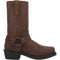 Gaucho brown men's motorcycle leather boots with tall shaft, rounded toe, and sturdy heel. Brown leather with side strap, metal ring, and brass studs.
