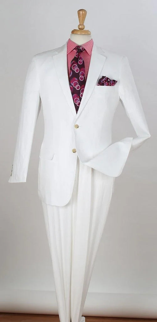 Apollo King Men's 2pc Executive Suit 100% Linen
