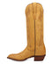 Dan Post Women's Sunrise Canyon Boot: Tall yellow leather boot with pointed toe, angled heel, and floral stitching. Features pull tab for easy wear.
