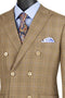 Alexander Collection - Mocha Double Breasted 2 Piece Suit Regular Fit Tone on Tone Windowpane
