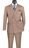 Alexander Collection - Tan Double Breasted 2 Piece Suit Regular Fit Glen Plaid