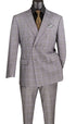 Alexander Collection - Gray Double Breasted 2 Piece Suit Regular Fit Glen Plaid