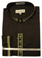 "Men's Clergy Shirt - Cross Embroidered Banded Collar in Black & Gold"