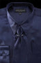 "Navy   Men's Satin Dress Shirt Set - Regular Fit with Tie & Pocket Square"