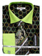 "Men's Circle Print French Cuff Dress Shirt & Tie Set - Contrast Collar"