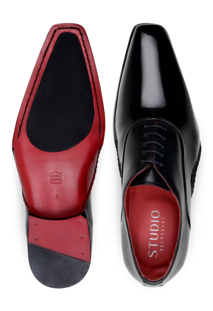 Belvedere Nero Black Genuine Crocodile Dress Shoe