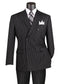 Rockefeller Collection - Double Breasted Stripe Suit Black Regular Fit 2 Piece