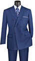 Rockefeller Collection - Double Breasted Stripe Suit Blue Regular Fit 2 Piece