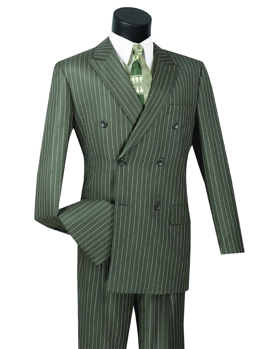 Mens Gangster Pinstripe 2 Button Double Breasted Vest Suit in Black