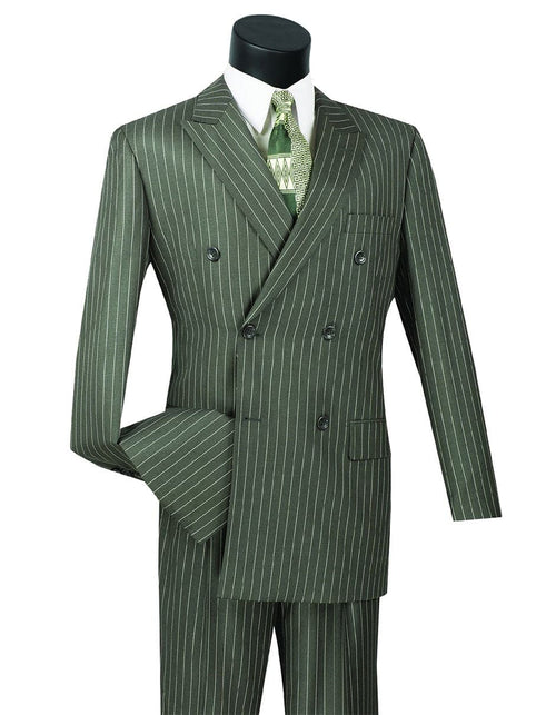 Gangster Suit - Mobster Suit - Mafia Suit For Mens Double Breasted Gangster Pinstripe Green Suit