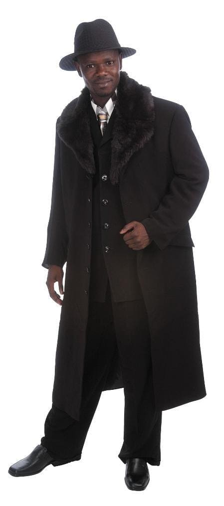 Mens Floor Length Coat Black Coat - AlbertoNardoniStore