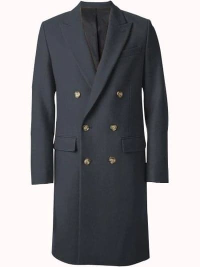 Mens Black Overcoat - Black Double Breasted Overcoat - Full length Dark Grey Topcoat in Australian Wool Fabric in 7 Colors