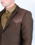 Men's Western Dark Brown Suit Sport Coat with Suede Yokes and Elbow Patches