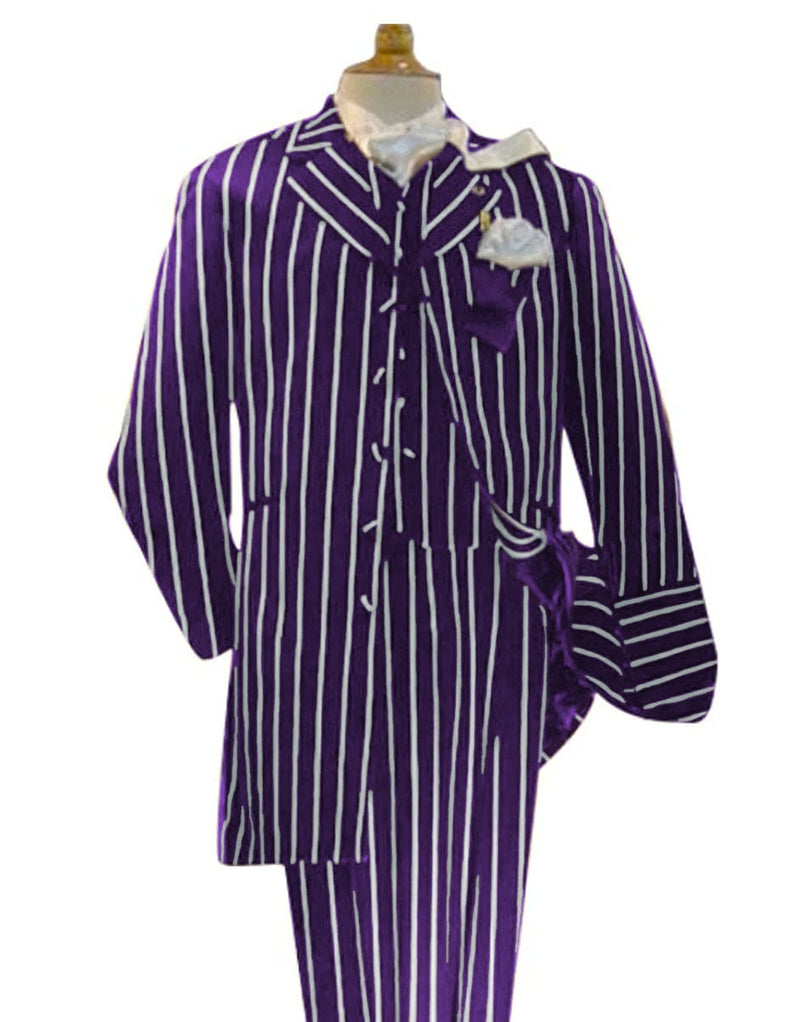 Dark Purple and White Pinstripe Zoot Suit - Gangster 1920s Pinstripe Suit - Mens  Fashion Suit