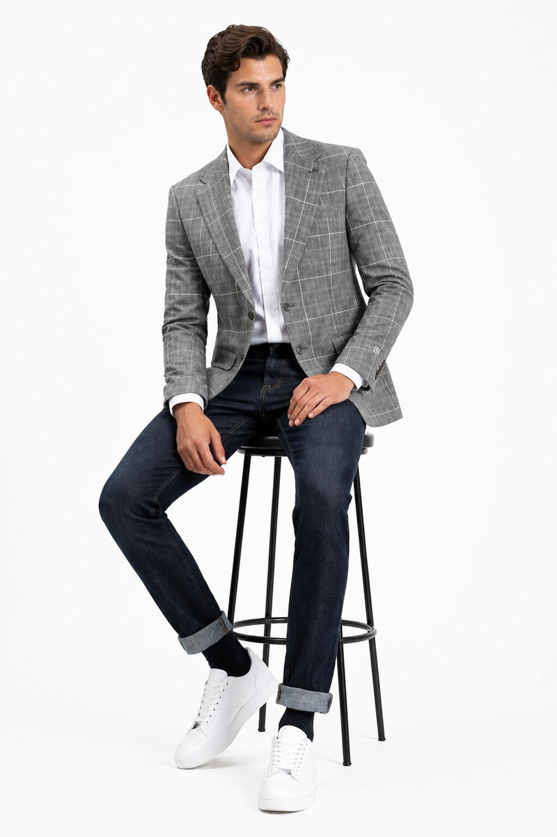 Stacy Adams Men's Hybrid Fit Sport Coat - Windowpane Plaid