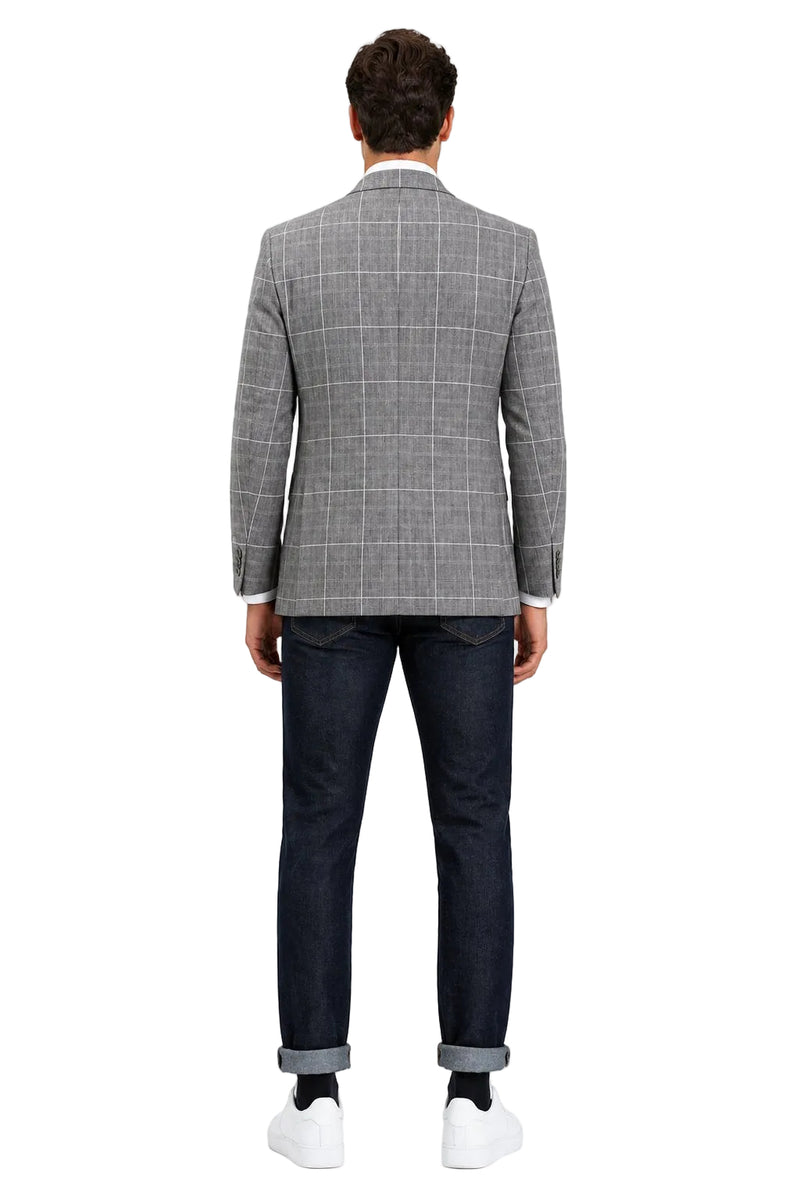 Stacy Adams Men's Hybrid Fit Sport Coat - Windowpane Plaid