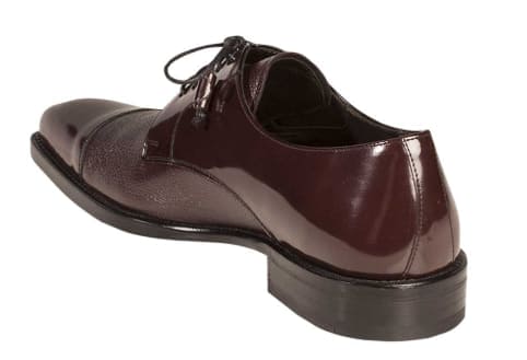 Men’s Burgundy Cap Toe Dress Shoes by Mezlan – Deerskin & Calfskin Lace-Up Oxfords Made in Spain