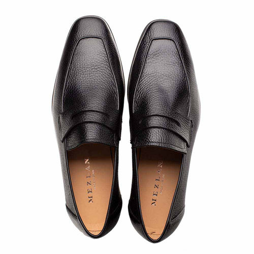 Men’s Mezlan Black Penny Loafer – Genuine Deerskin Leather, Handmade in Spain