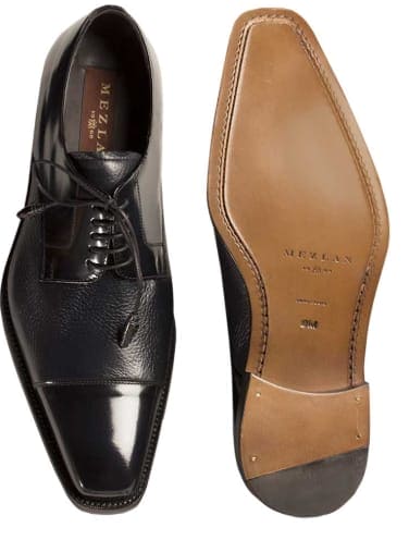 Men’s Blue/Navy Cap Toe Dress Shoes by Mezlan – Calfskin & Deerskin Lace-Ups Made in Spain