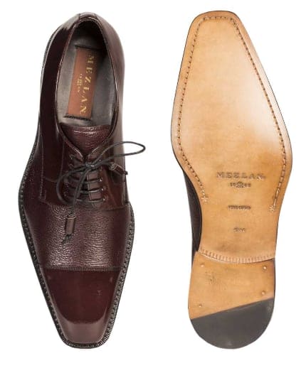 Men’s Burgundy Cap Toe Dress Shoes by Mezlan – Deerskin & Calfskin Lace-Up Oxfords Made in Spain