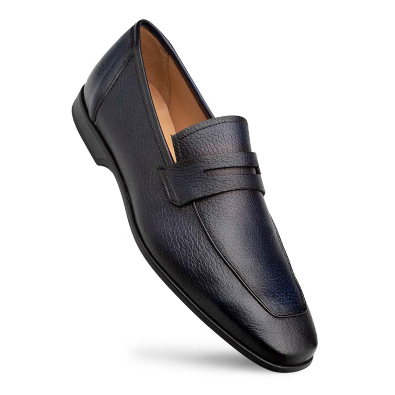 Mezlan Blue Deerskin Penny Loafers for Men – Premium Leather Slip-On, Made in Spain
