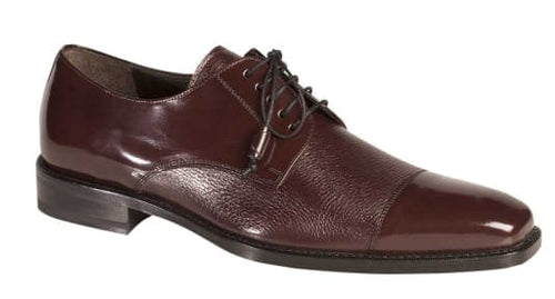 Men’s Burgundy Cap Toe Dress Shoes by Mezlan – Deerskin & Calfskin Lace-Up Oxfords Made in Spain