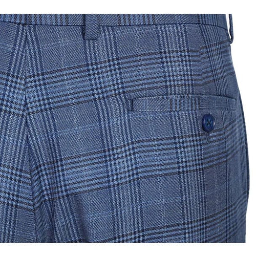 Designer Brand - Wool Stretch Single Breasted Slim Fit Denim Blue Glen