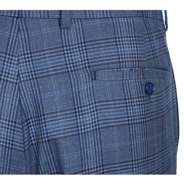 Designer Brand - Wool Stretch Single Breasted Slim Fit Denim Blue Glen