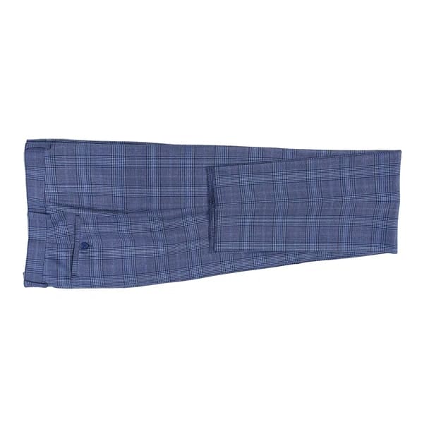 Designer Brand - Wool Stretch Single Breasted Slim Fit Denim Blue Glen