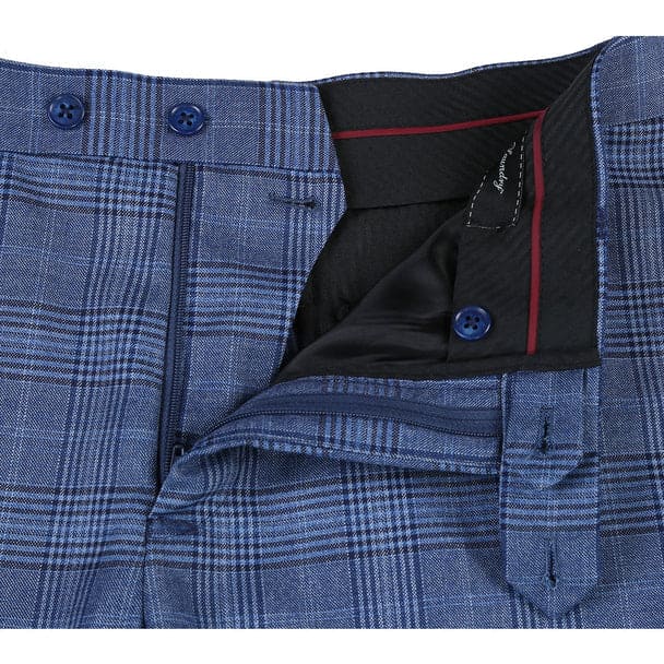 Designer Brand - Wool Stretch Single Breasted Slim Fit Denim Blue Glen