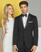 Mens Designer Slim Fit Two Button Wedding Tuxedo in Black