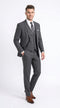 Men’s Charcoal Grey Pinstripe 2 Button Vested Suit, Modern Fit Wool Blend Formal Dress Suit