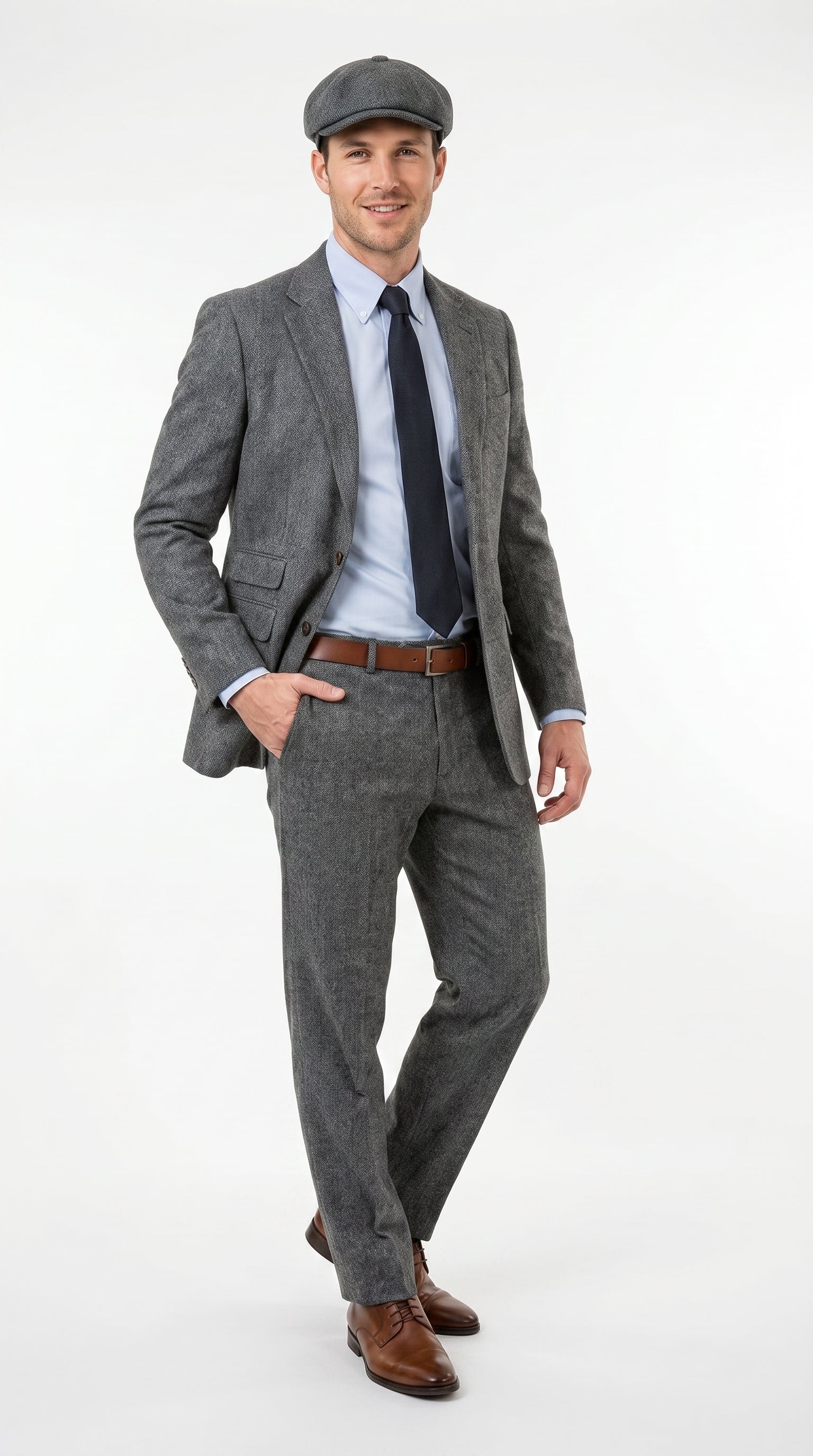 Men’s Gray Great Gatsby Suit, 1920s Inspired Vintage Wedding and Costume Suit