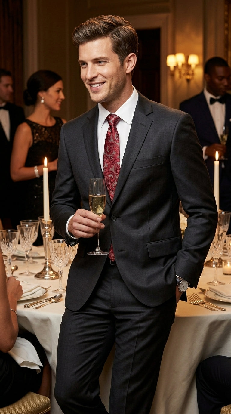 Men’s Black Extra Long Suit, Classic Formal Wedding Business Dress Suit Set