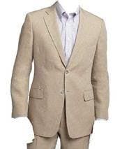 Beige Big and Tall Linen Suit - AlbertoNardoniStore