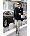 Men's Black Stylish Casual Tailored Double Breast Velvet - Slim Fitted