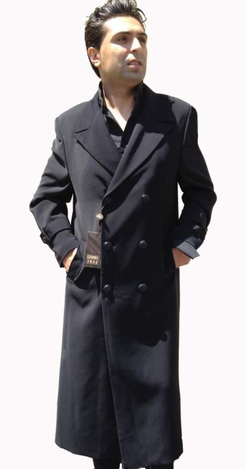 Mens Black Overcoat - Top Coat, Ankle length overcoats for men Dress Coat Priced Available In Big & Tall Sizes