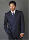 Men's Double Breasted Suits Dark Navy Blue Suit For Men With Smooth Stripe ~ Pinstripe Suit With Side Vent Jacket Pleated Pants