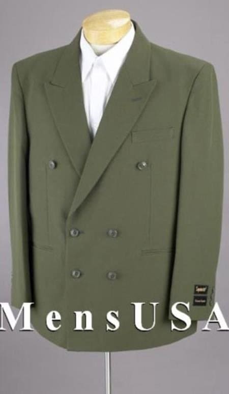 Mens Green Color Double Breasted Blazer