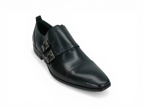 Carrucci Double Monk Cap Toe Shoe - Luxury Leather Buckle