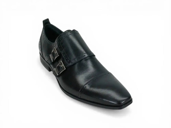 Carrucci Double Monk Cap Toe Shoe - Luxury Leather Buckle