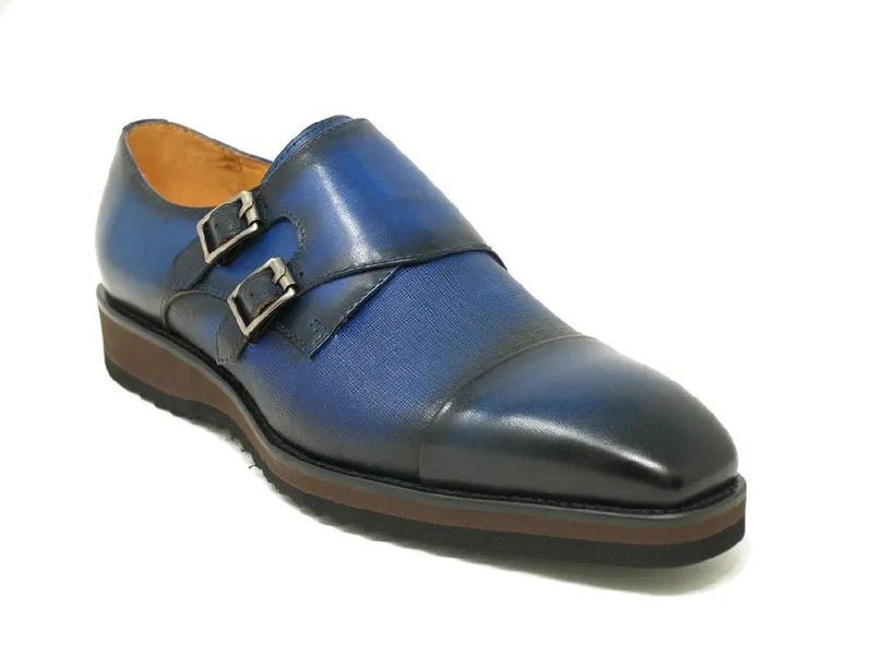 Carrucci Burnished Double Monk Shoes - Classic Leather Style