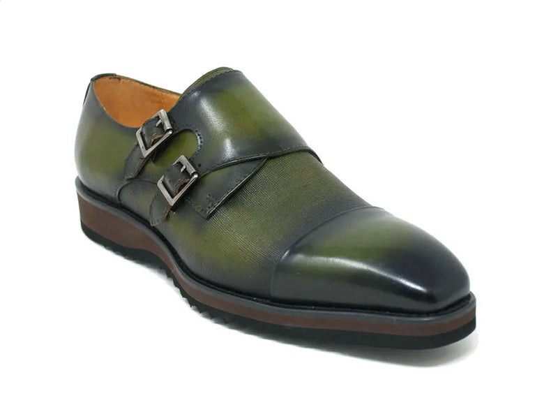 Carrucci Burnished Double Monk Shoes - Classic Leather Style